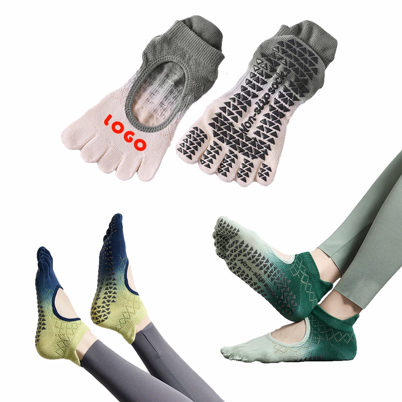 Gradient-colored Five-toed Open-Back Yoga Socks