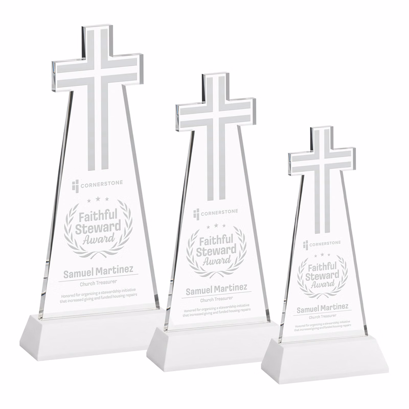 Cross Award on Hartford Base - White