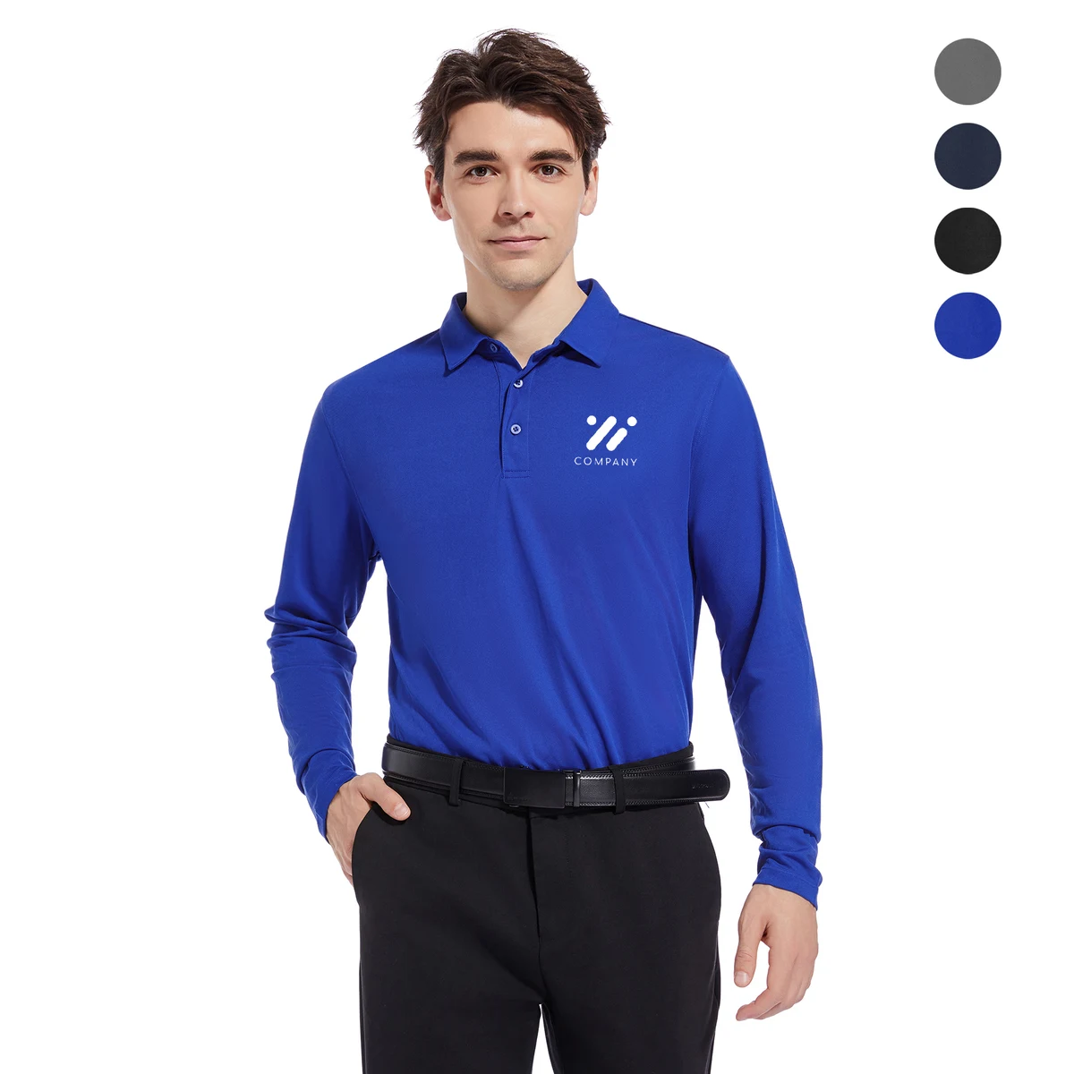 Men's Sport Micro Pique Long Sleeve Polo Shirt 1