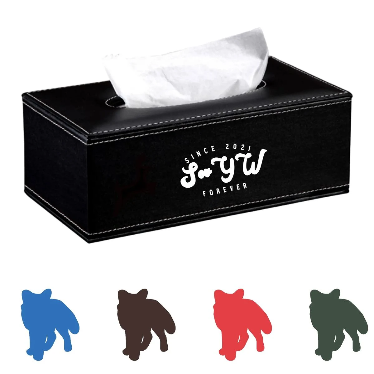 Pu Leather Tissue Box Holder With Magnet 1
