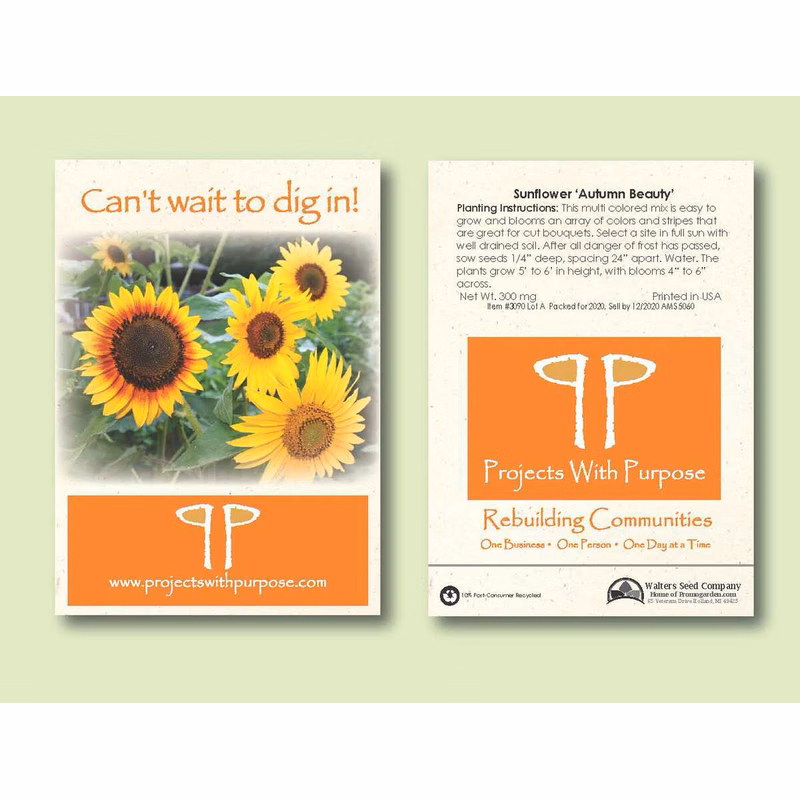 Sunflower Autumn Beauty Seed Packet - Size 3.25" x 4.5"