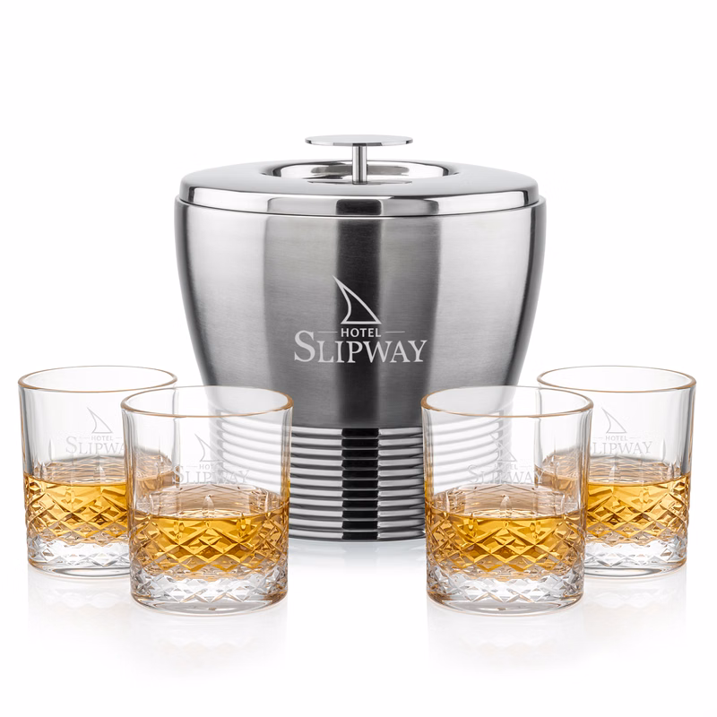 Genoa Ice Bucket & Templeton On-the-Rocks Set