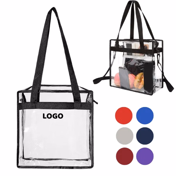 Clear PVC Tote Bag with Dual Handles and Shoulder Strap