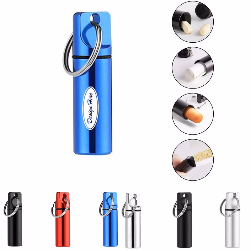 Compact Metal Pill Holder Keychain for Everyday Convenience