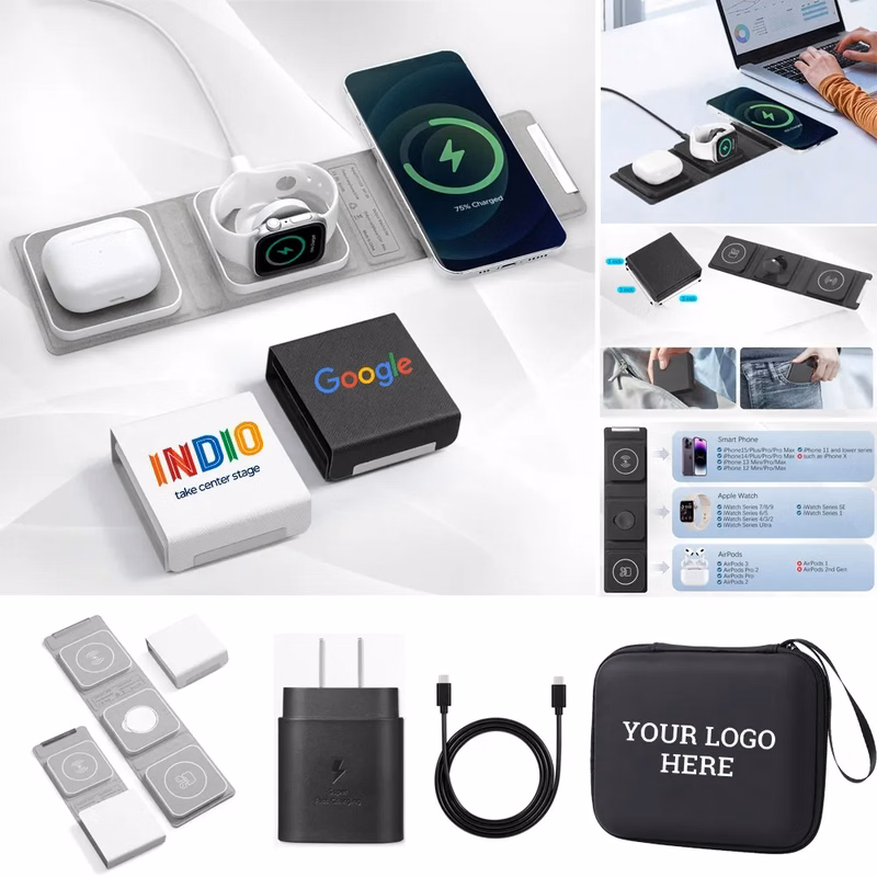 Portable 15W Wireless Charger w/ Wall Plug & Gift Box