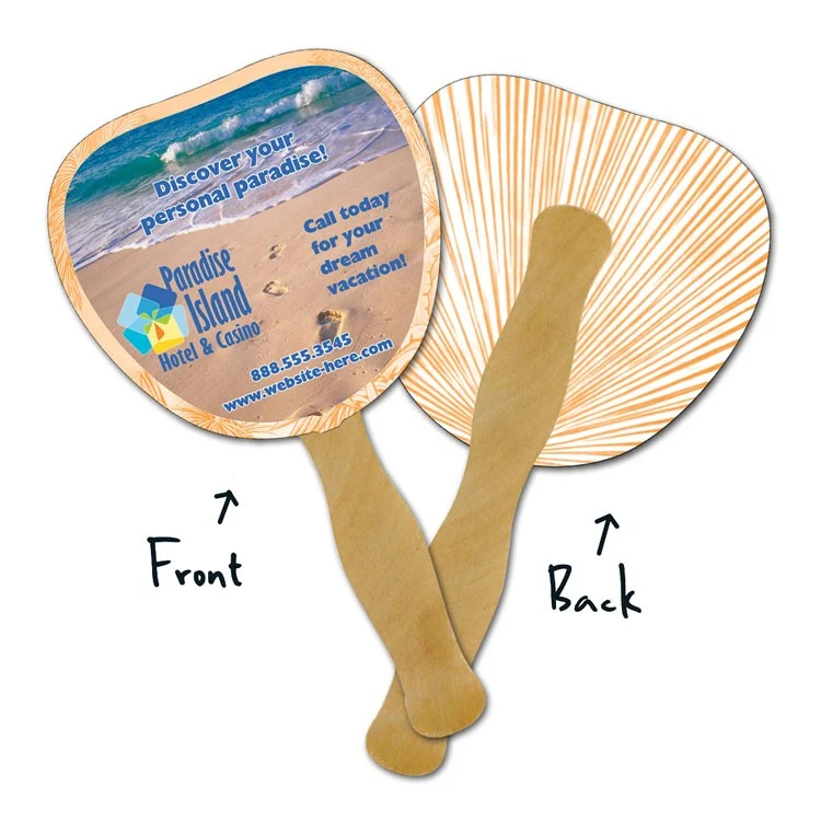 Mini Hand Fan - 5.25x5.5 Palm/Leaf Shaped Laminated - 14 pt. 1