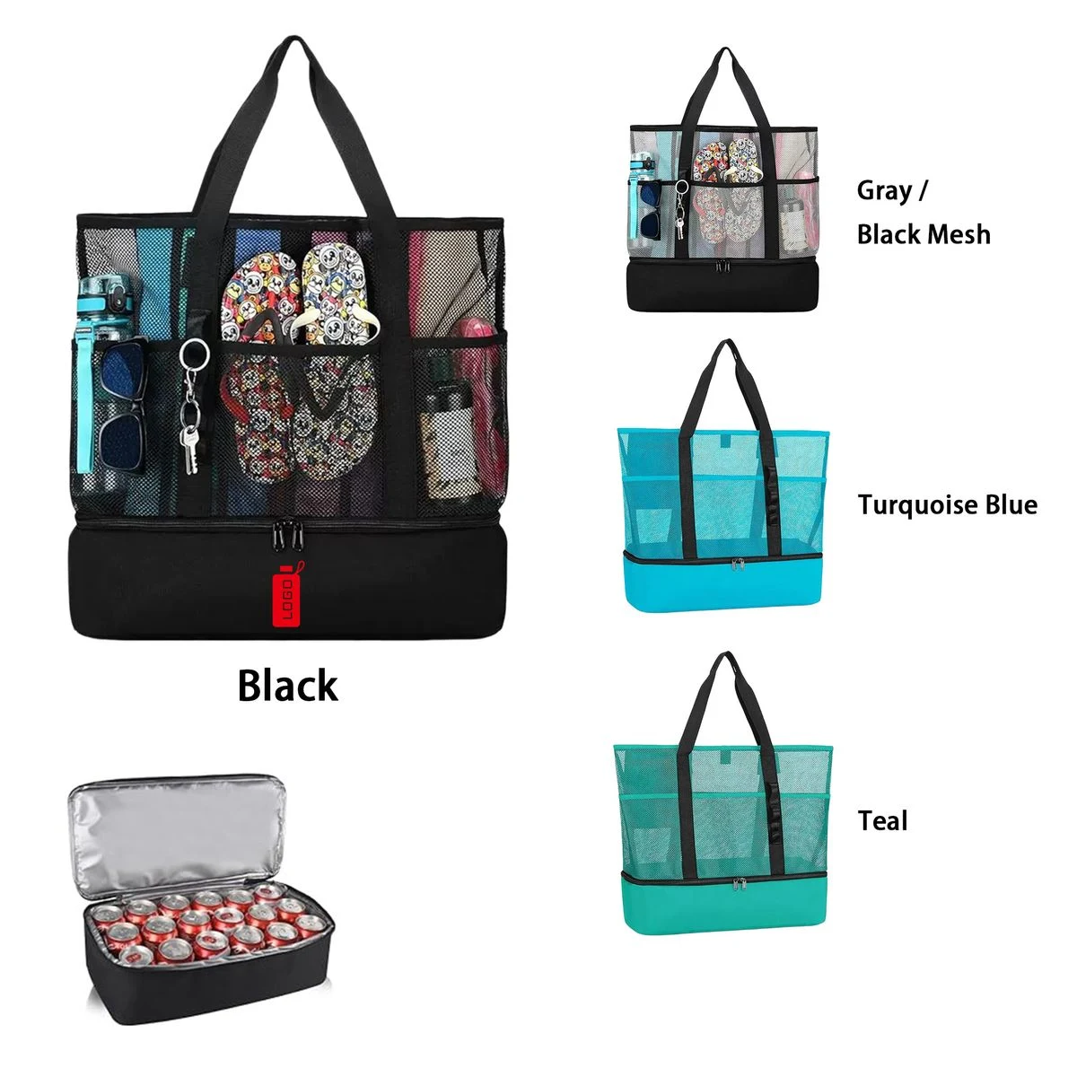 Insulated Wet Dry Beach Tote, custom tote bag with logo imprint 1