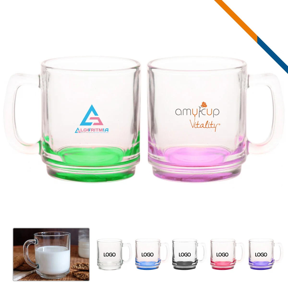 Cata Glass Coffee Mugs - 9 OZ. 1