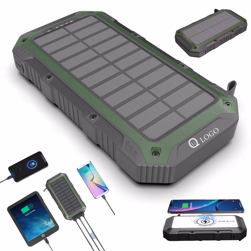 20000Mah Wireless Charging Solar Power Bank Flashlight