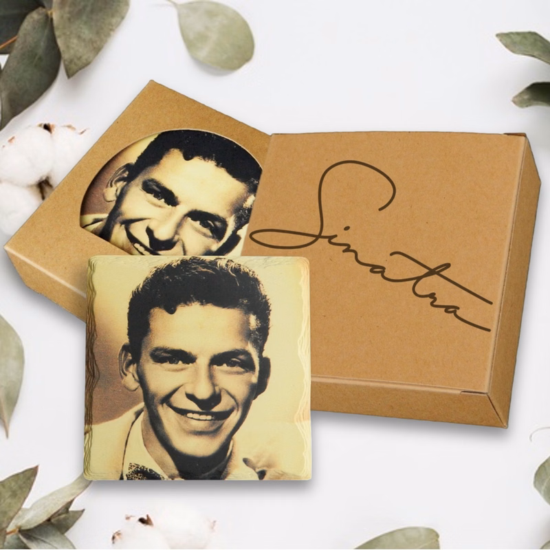 4 Square Layered Edge Custom Printed Coaster Box Set with Custom Print on Back of Box