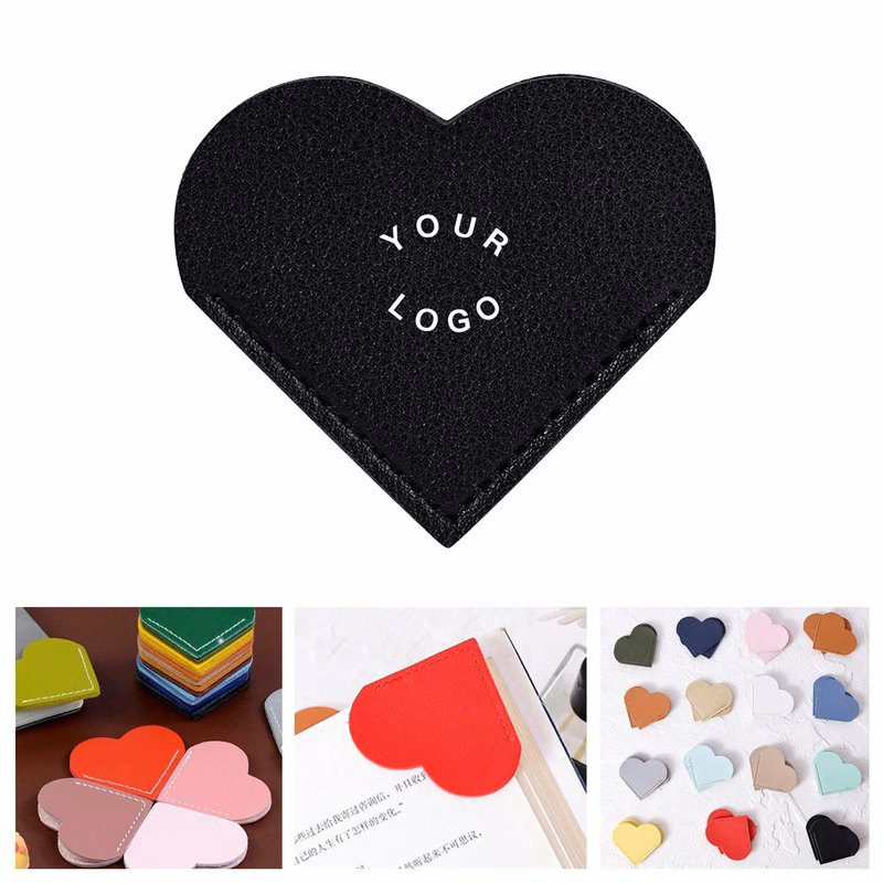 PU Leather Heart Shaped Bookmark for Reading