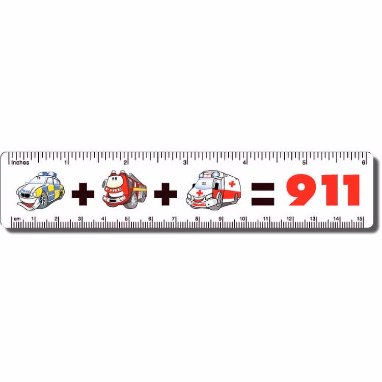 .020 White Plastic Rulers 1.25"x6.25" Rectangle / Round Corner, Spot Colour