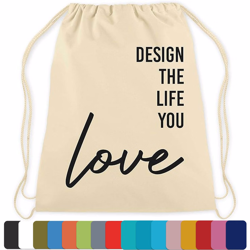 Eco Friendly Cotton Canvas Shoulder Drawstring Backpack