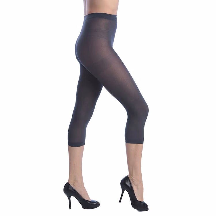 Women's Opaque Footless Capri Tights - Charcoal One Size Fits Most