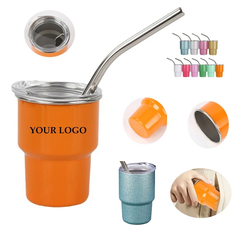 3oz Mini Tumbler Shot Glass with Straw and Lid 1