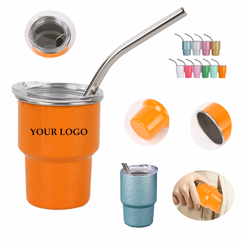 3oz Mini Tumbler Shot Glass with Straw and Lid