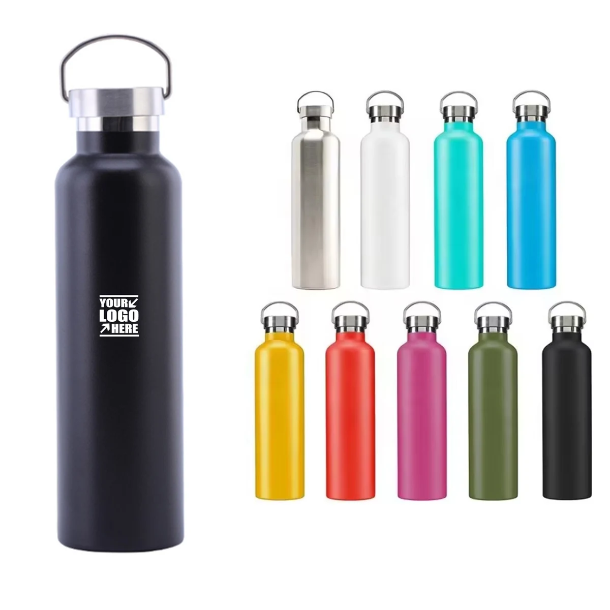 25 Oz Vacuum Insulated Stainless Steel Water Bottle, custom water bottle with logo imprint 1