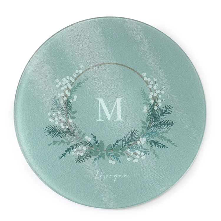 Holiday Monogram Round Cutting Board 1