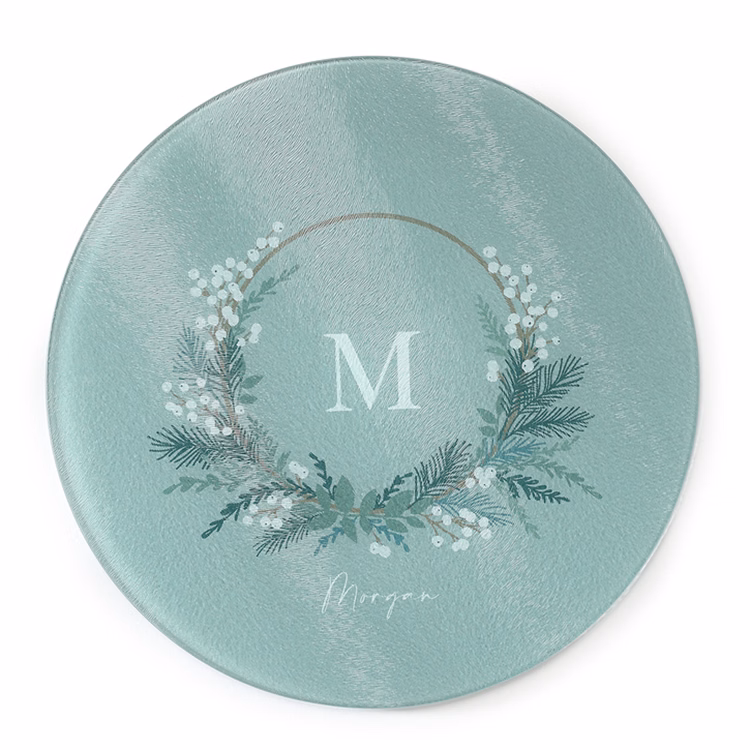 Holiday Monogram Round Cutting Board