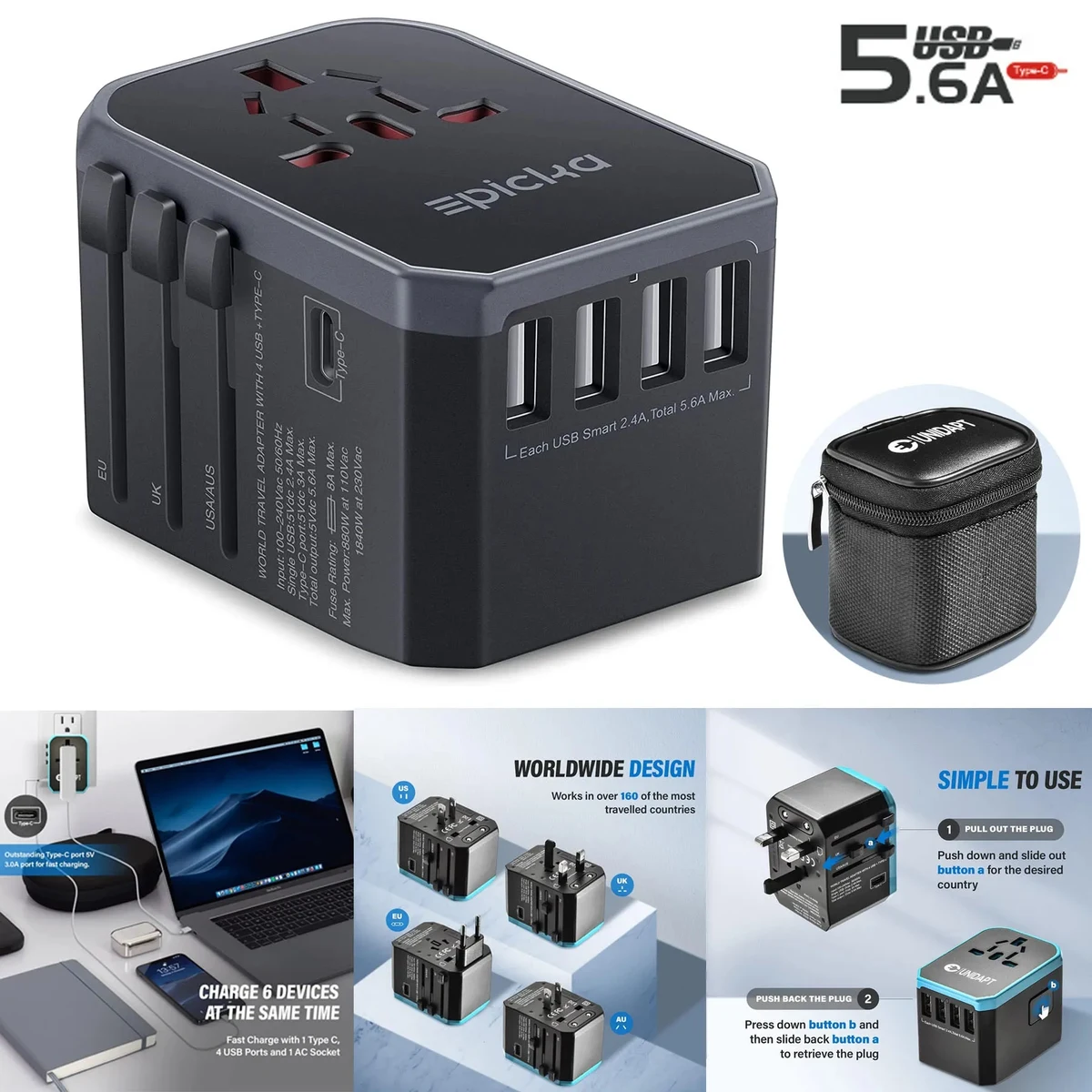 6 in 1 Multi-Device Universal Travel Charger 1