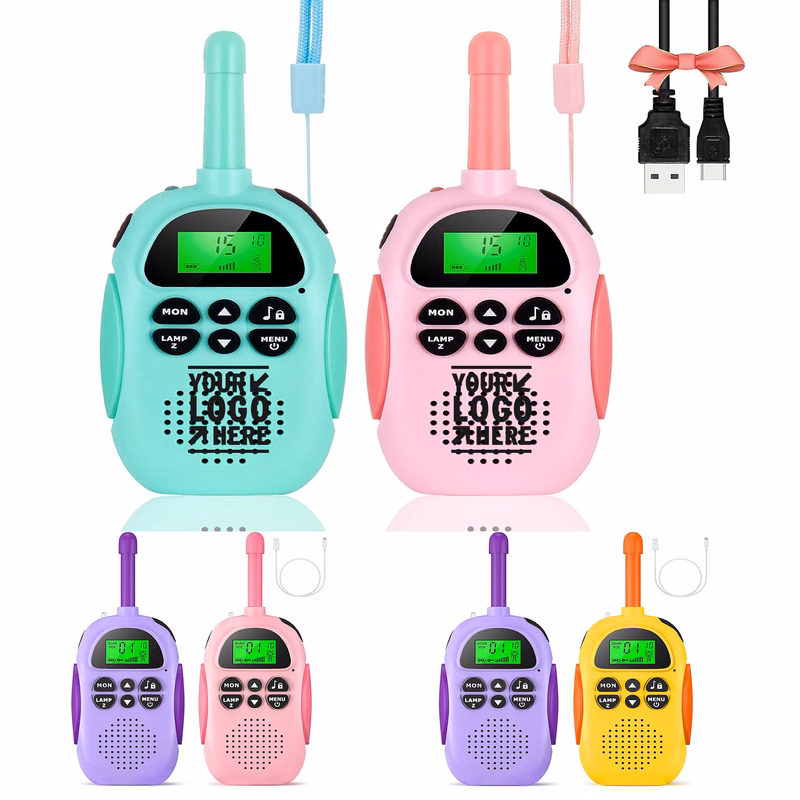 Kids Christmas Birthday Toy Gift Rechargeable Walkie Talkies With Backlit LCD Flashlight