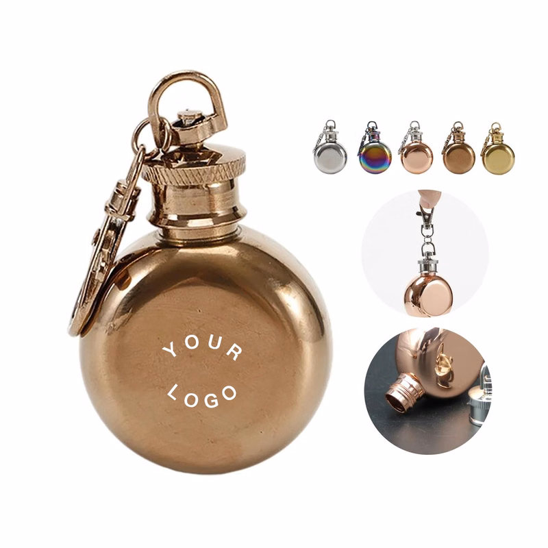 Mini Round Flask Keychain with Leakproof Lid