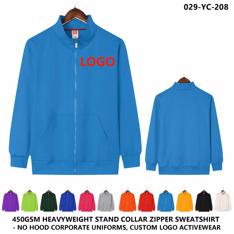 Unisex Custom Logo Stand Collar Zip Jacket ?C Sweatshirt Style