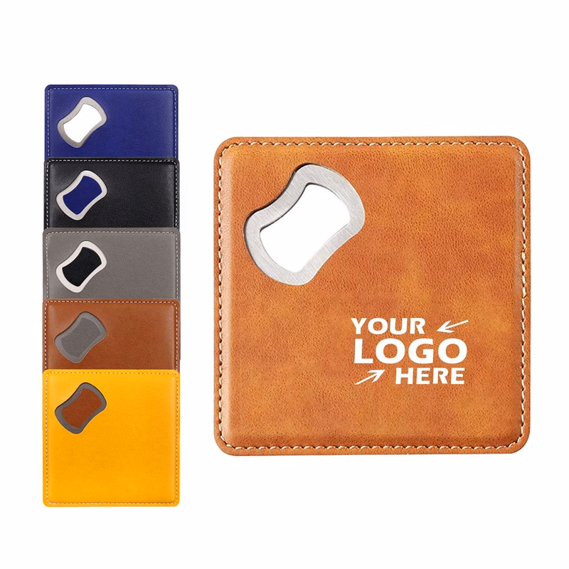 Non-Slip Leather Coaster with Integrated Opener