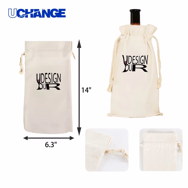 Drawstring Wine Bottle Canvas Bag Container