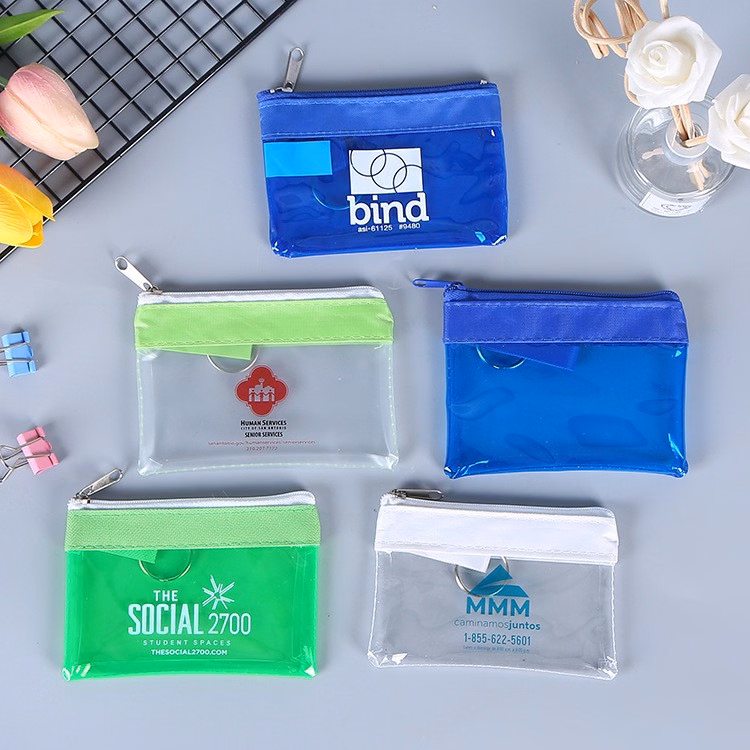 PVC Zippered Coin Purse with Keychain