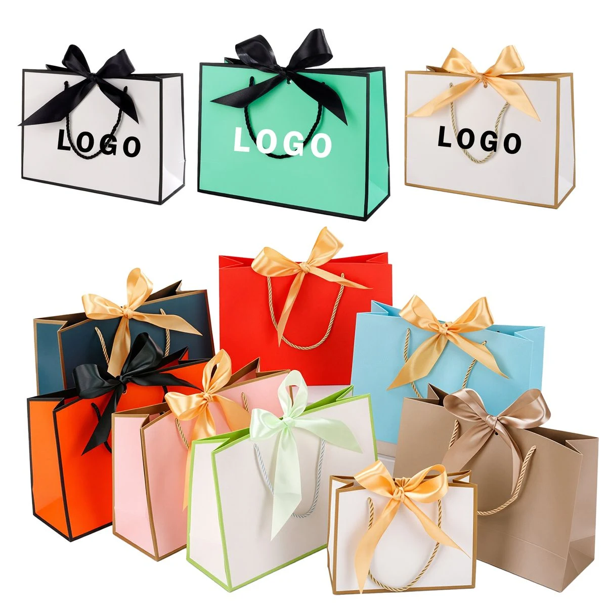 Ribbed Paper Gift Carrier With Bow 1