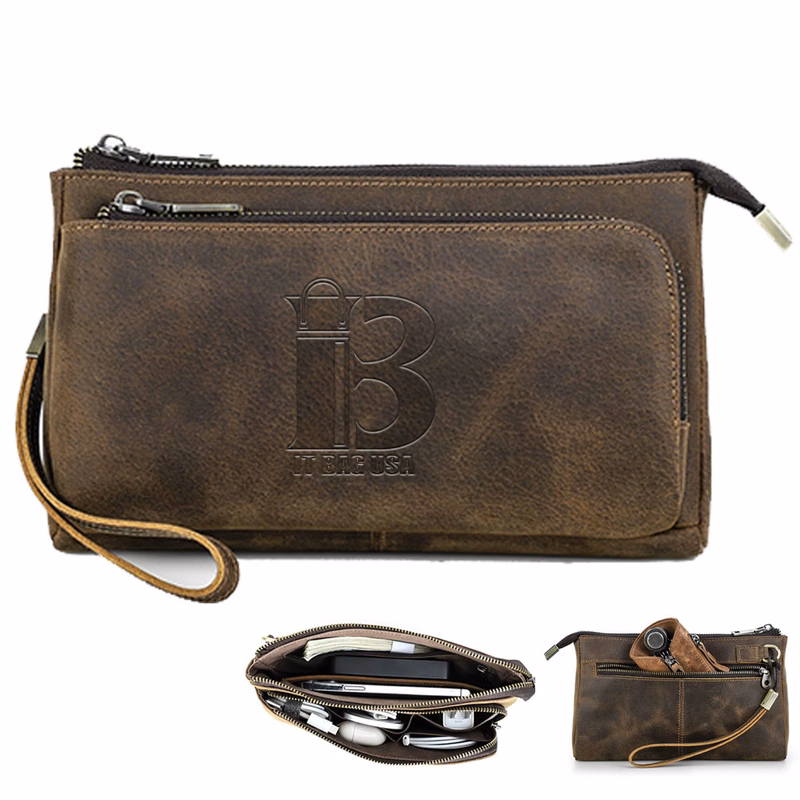 Leather Waterproof Small Vintage Storage Wallet Men Coffee