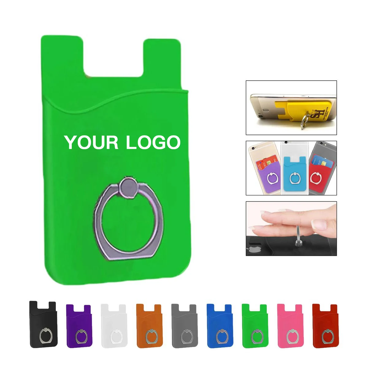 Adhesive Silicone Phone Wallet with Ring for Phones 1