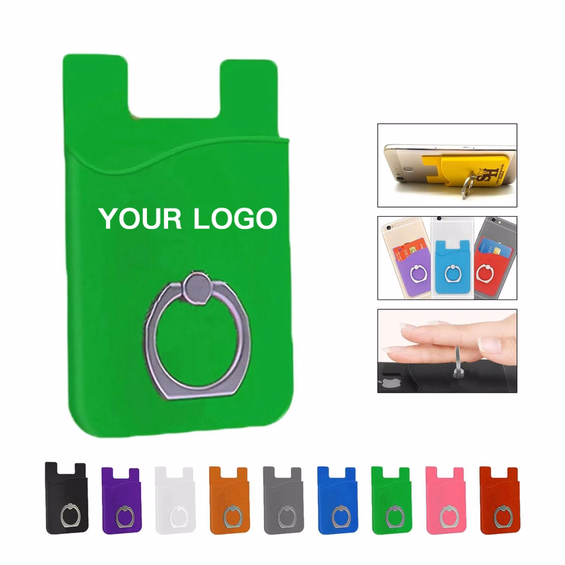 Adhesive Silicone Phone Wallet with Ring for Phones