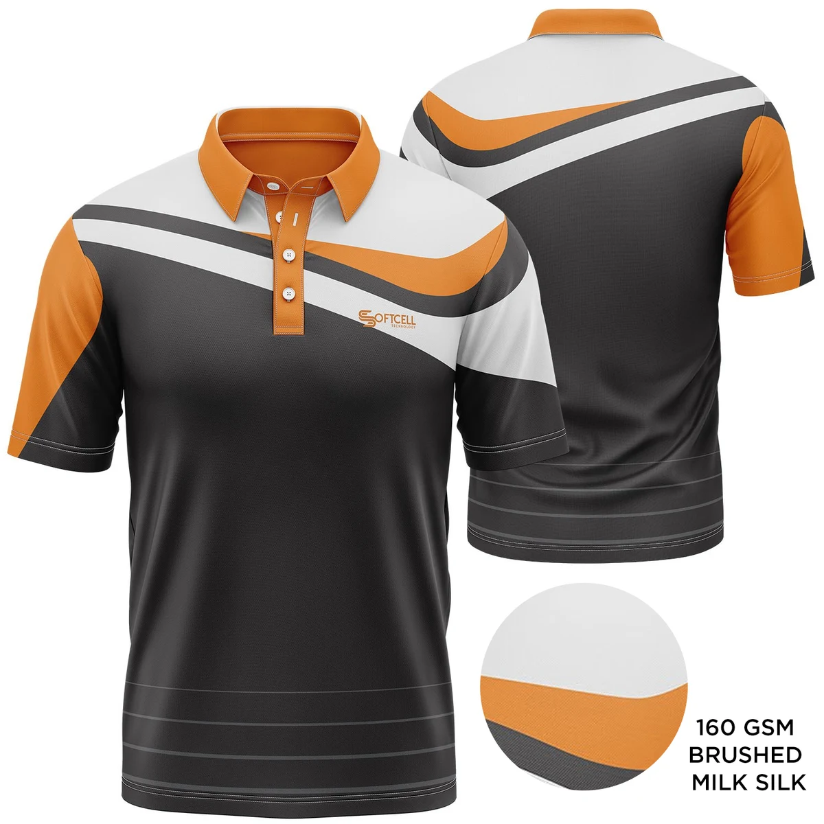 Unisex 160 GSM lightweight Brushed Milk Silk Sublimation Short Sleeve Polo shirt 1