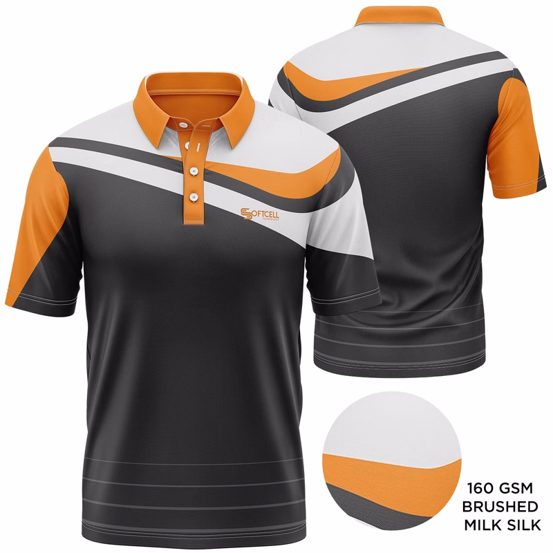 Unisex 160 GSM lightweight Brushed Milk Silk Sublimation Short Sleeve Polo shirt