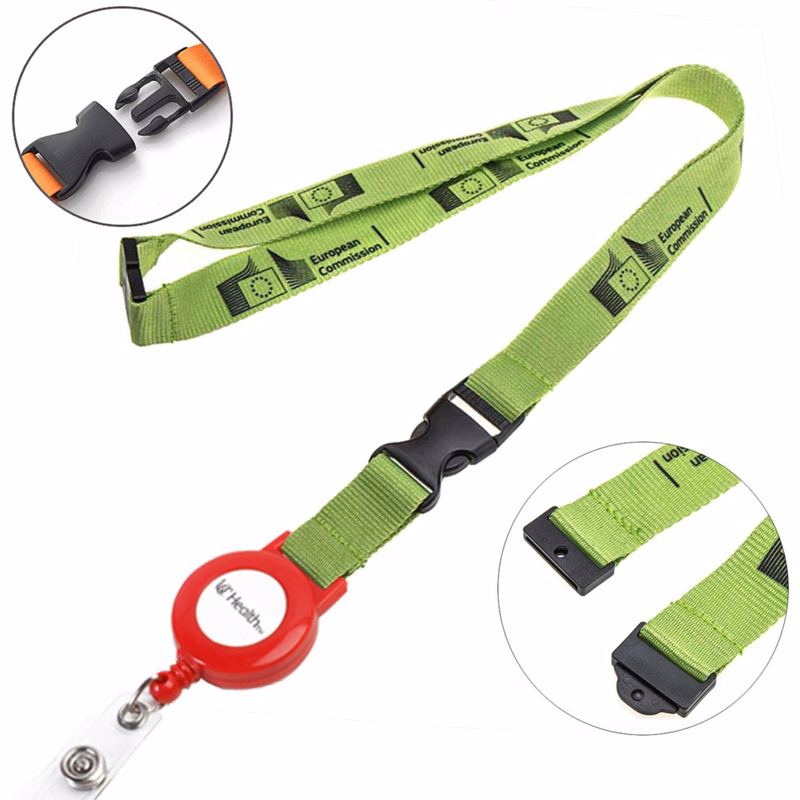 Polyester Lanyard Badge Reel Combo w/ Safety Breakaway & Buckle Release