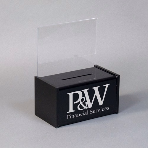 Black Acrylic Suggestion Box w/ 8.5"w x 5"h Message Header