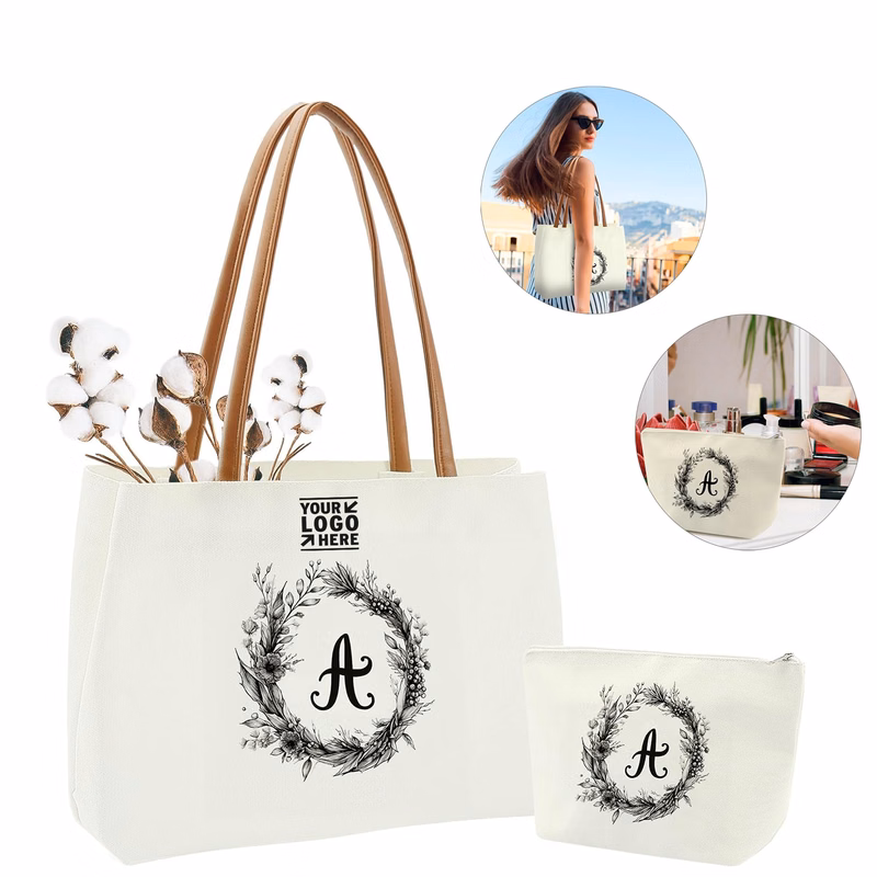 Personalized Birthday Gifts Inner Pocket Canvas Tote Monogrammed Make Up Bag