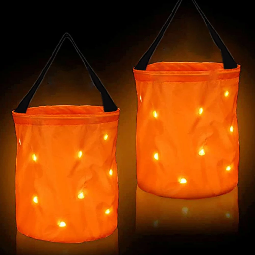 Light LED Up Halloween Trick or Treat Bucket Ghost Bags 1