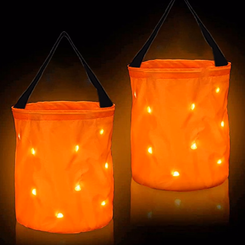 Light LED Up Halloween Trick or Treat Bucket Ghost Bags