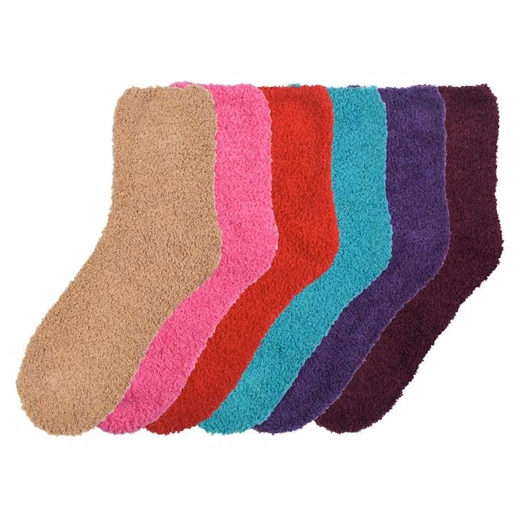 Women's Plush Socks - 6 Solid Colors Size 9-11 3-Pack