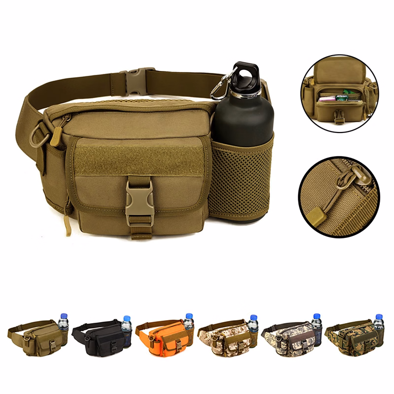 Outdoor Tactical Fanny Pack With Mesh Water Bottle Holder