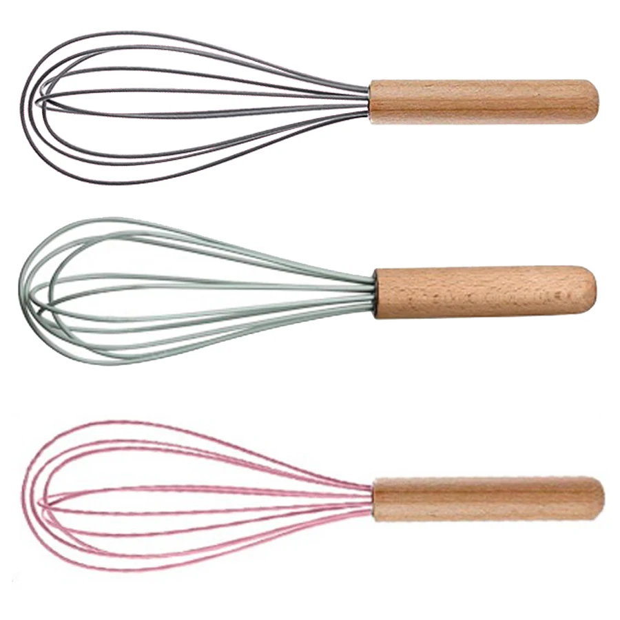 Silicone Whisk with Wooden Handle, Optional Cooking Utensil Set 1