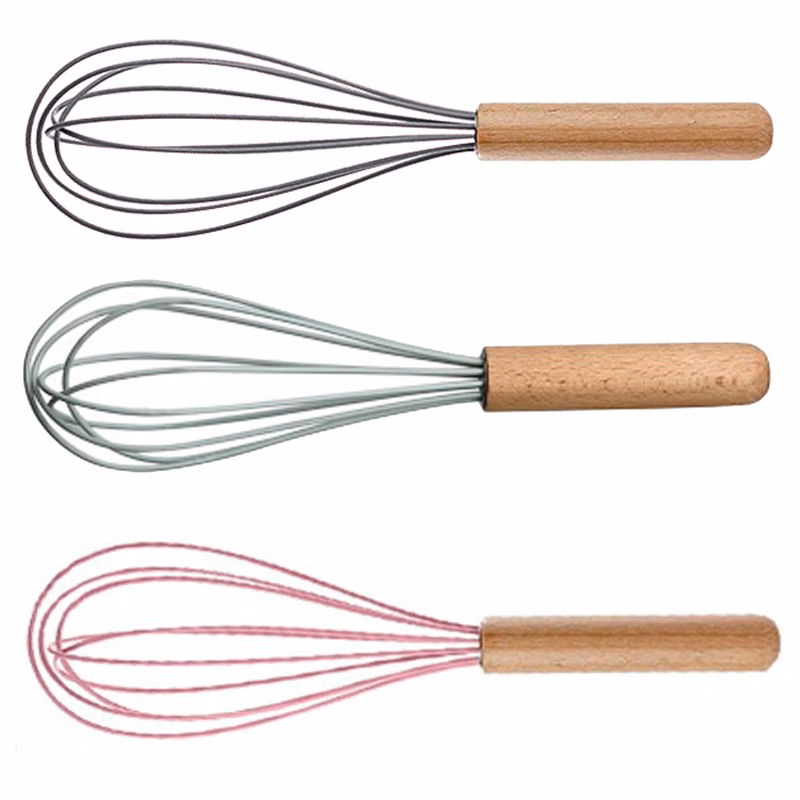 Silicone Whisk with Wooden Handle, Optional Cooking Utensil Set