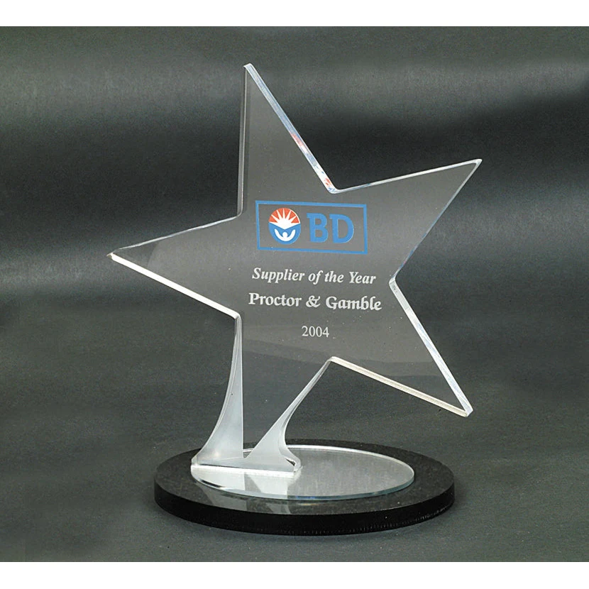 Acrylic Star On Black And Mirror Oval Base 1