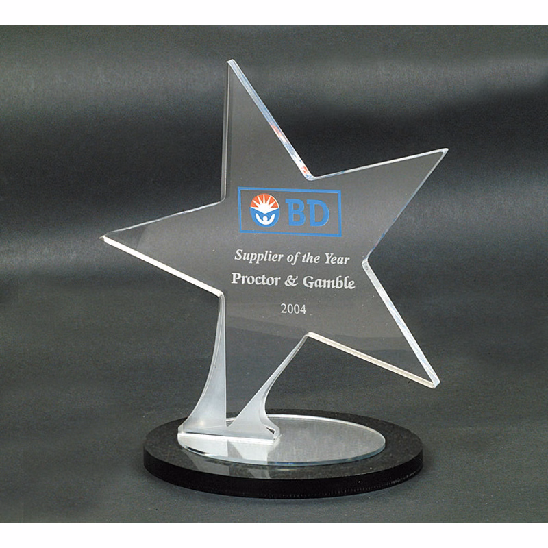 Acrylic Star On Black And Mirror Oval Base