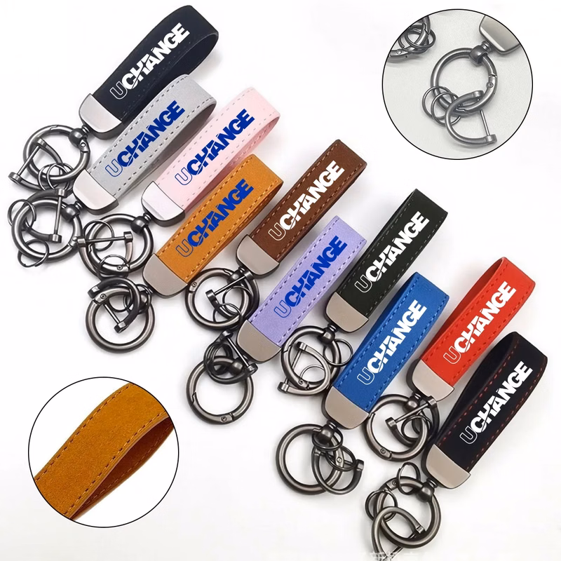 PU Leather Loop Keychain With Swivel Ring