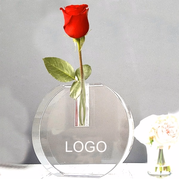 Engraved Crystal Bud Vase