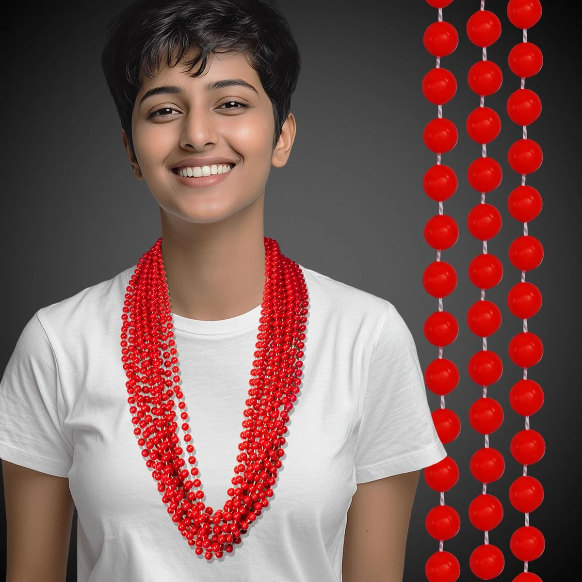 Solid Red Beaded Necklace 1